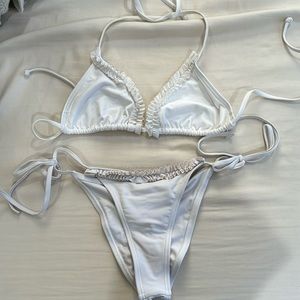 Fashion nova ruched drawstring, two-piece, white, bikini, size medium